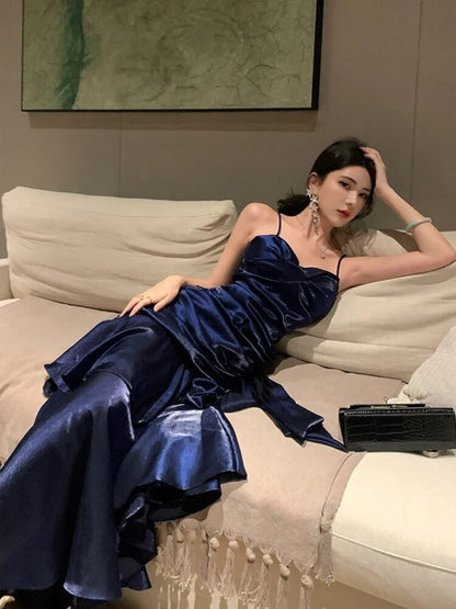 Satin Tiered Maxi Dress