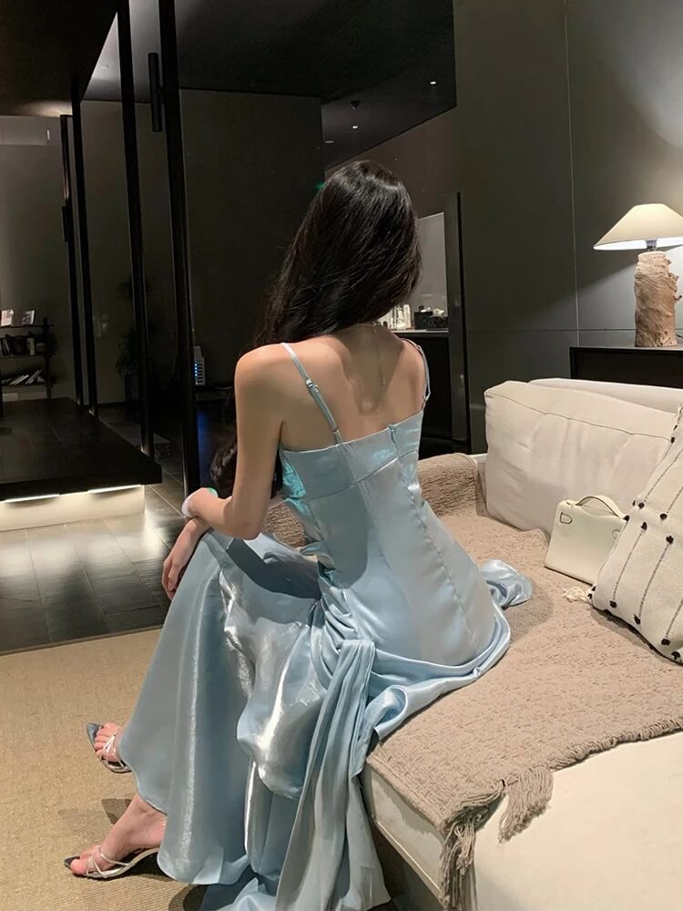 Satin Tiered Maxi Dress