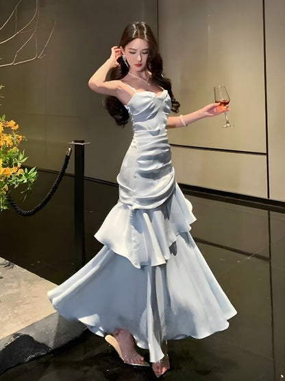 Satin Tiered Maxi Dress