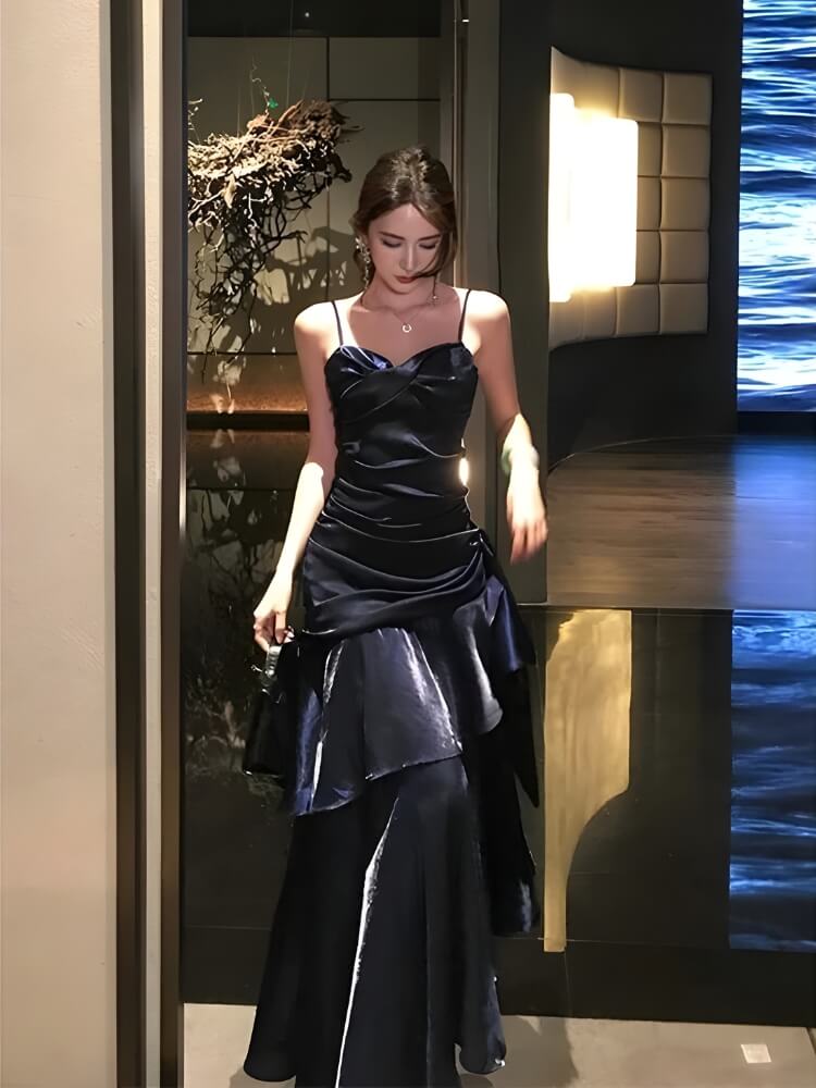 Satin Tiered Maxi Dress