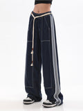 Rope High Waist Baggy Denim Pants
