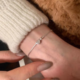 Women Cute Minimalist Sterling Silver Heart Bracelet