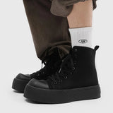 Black Slip Resistant Canvas Platform Sneakers