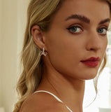 Women Gold Bowknot Hoop Sterling Silver Earrings
