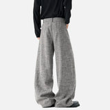 Classic Korean Style Belt Design Suit Pants