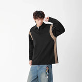 Fashionable Winter Contrast Polo Sweatshirt
