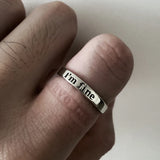 Adjustable Retro Goth I Am Fine Open Ring