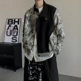 Streetwear Ink Painting Jacquard Patchwork Jacket