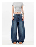 Straight & Sleek Deep Blue Curved Knife Cargo Jeans