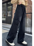 Straight & Sleek Black High Waist Wide Leg Jeans