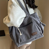 Retro Corduroy Tote Bag Multi-Pocket Handbag