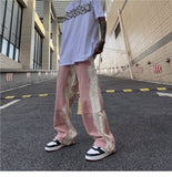 Tassel Wide-leg Patchwork Denim Pants
