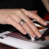 Blue Stone Geometric Open Finger Ring