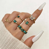 Y2K Soft Gemstone Heart Rings