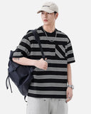 Chic Loose Fit Striped with Front Pocket T-Shirt