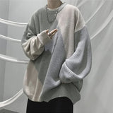 Streetwear Oversized Knit Colorblock Sweater