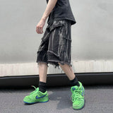 Mens Gothic Ripped Black Denim Jorts