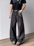 Cyber Graphic Patchwork Baggy Black Jeans