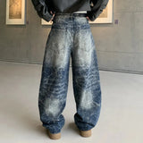 Electric Blue Graffiti Washed Scimitar Jeans