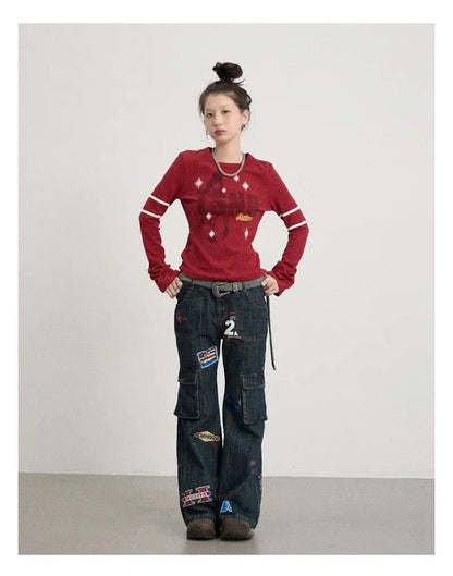 Versatile Slim Fit Letter Printed T-Shirt
