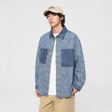Investment Piece Casual Splice Denim Long Sleeve Shirt