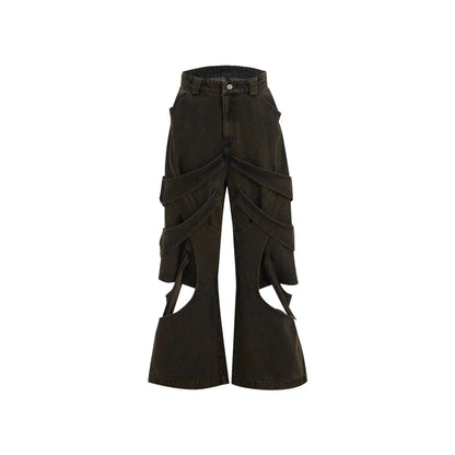 Vintage Patchwork Wornout Hollowed Out Jeans
