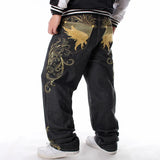 Embroidered Spliced Straight Fit Denim Jeans