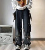 Fringe Distressed Vintage Style High-Waisted Jeans