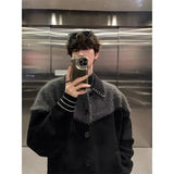 Men's Black Colorful Retro Knit Sweater