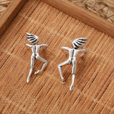 Retro Silver Character Clip Earring