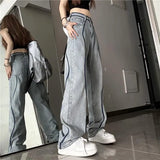 High Waisted Panelled Straight Leg Jeans