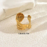 Gold Textured Leaf Open Ring
