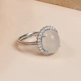 White Opal Geometric Retro Ring