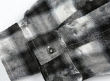 Streetwear Retro Plaid Distressed Tie Dye Long Sleeve Shirt