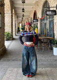 American Style Casual Wide Leg Cargo Jeans