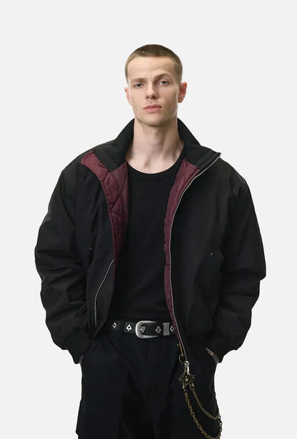 Cleanfit Deconstructed Stand Collar Bomber Jacket