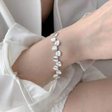 Geometric Round Pad Punk Silver Bracelet