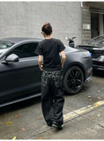 Retro Black Vintage Embroidery Oversized Baggy Jeans