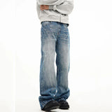 Lightning Pattern Wide Leg Denim Pants