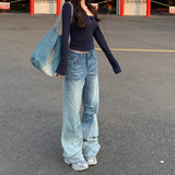 Comfortable Washed Low Rise Flared Jeans