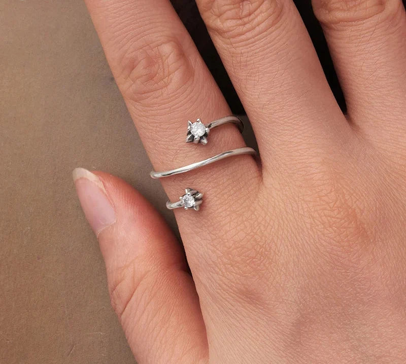 Minimalist Adjustable Sterling Silver Star Ring