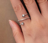 Minimalist Adjustable Sterling Silver Star Ring