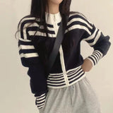 Women Chic Vintage Striped Cropped Cardigan