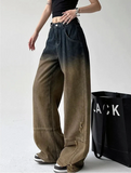 Women Rasty Gradient Color Loose High Waist Jeans