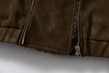 Winter Sherpa Spliced Lapel Leather Jacket