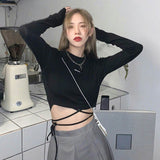 Long Sleeve Solid Pattern Crop Top