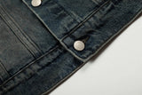 Y2K Distressed Single Breasted Washed Denim Jacket