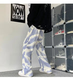 Zebra Printed Wide Leg Denim Jeans