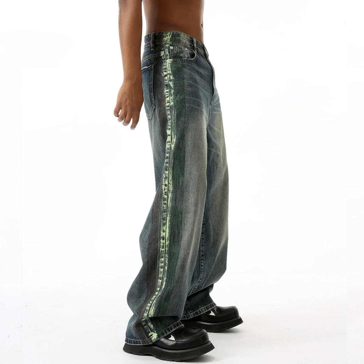 Retro Streetwear Striped Baggy Hip Hop Jeans