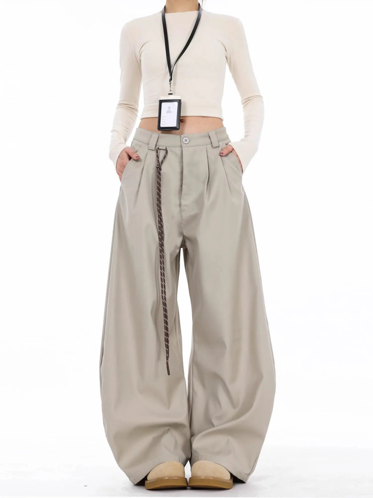 Black High Waist Straight Suit Pants
